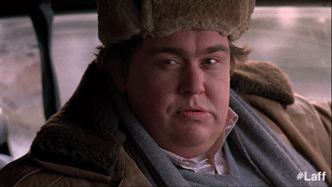 Movie gif. Actor John Candy as Buck in Uncle Buck dons a fur winter cap behind the wheel. He glances off to the side as if considering a decision and flatly says "No."