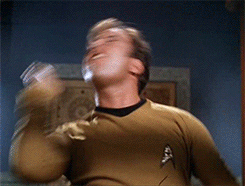 Gif of Cat Kirk slapping his own face repeatedly