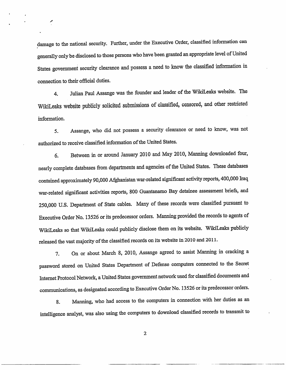 Page 2 of Assange Indictment