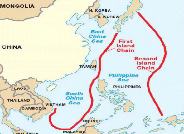 Is it correct to say that everything inside the so-called “first island  chain” - which stretches north in a curving line from the coast of Borneo,  past Taiwan to southern Japan -
