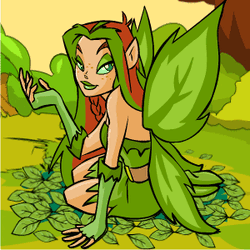 The Earth Faerie lookin' resplendent in her forest glade.