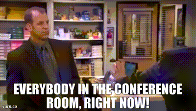 YARN | Everybody in the conference room, right now! | The Office (2005) -  S06E07 The Lover | Video gifs by quotes | e59586fd | 紗