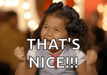Gif of child laughing with caption That's Nice