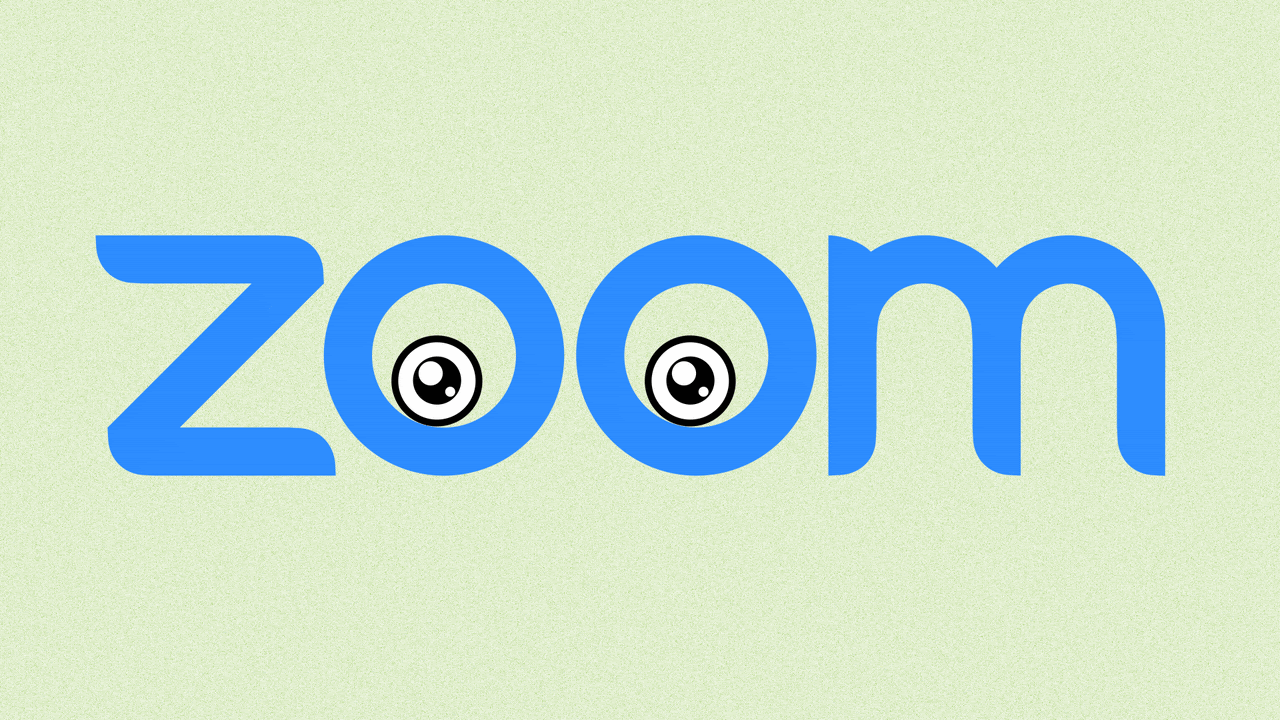Animated illustration of the Zoom logo with a pair of eyes in the 