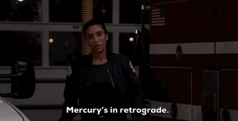 Chicago Fire GIF by Wolf Entertainment - she says "mercury's in retrograde. it's a thing" he bites his tongue