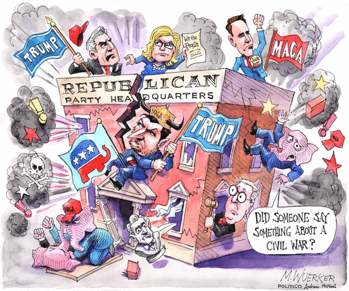 Political Cartoon U.S. GOP civil war Trump | The Week