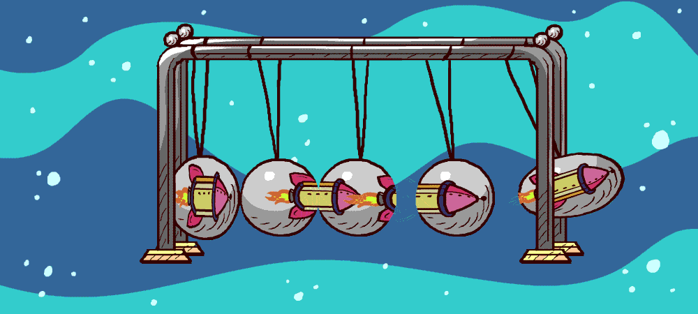 rocket ship newton's cradle GIF by Forrest Norris
