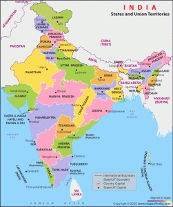 A current political map of India