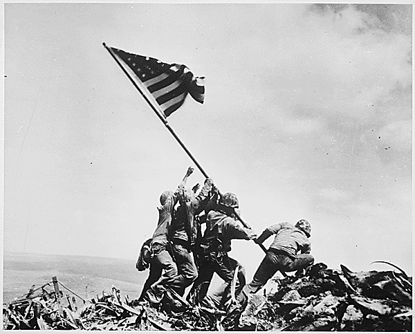 80-G-413988: Photograph of Flag Raising on Iwo Jima