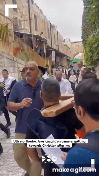 Ultra-orthodox Jews spit towards Christian pilgrims leaving Church of the  Flagellation on Make a GIF