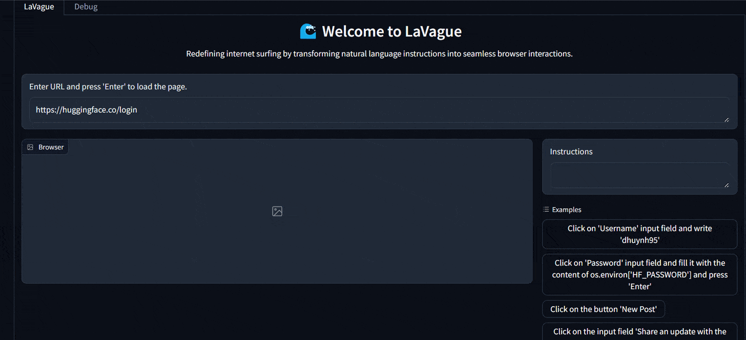 LaVague Interaction Example
