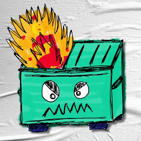 Dumpster fire cartoon GIF