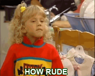 Gif of Stephanie from Full House saying “How rude”