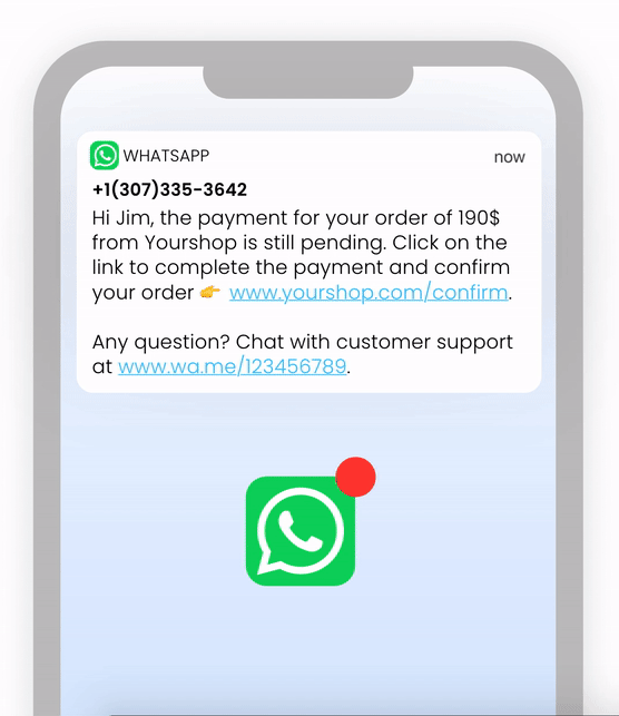 Example of abandoned checkout recovery flows with WhatsApp