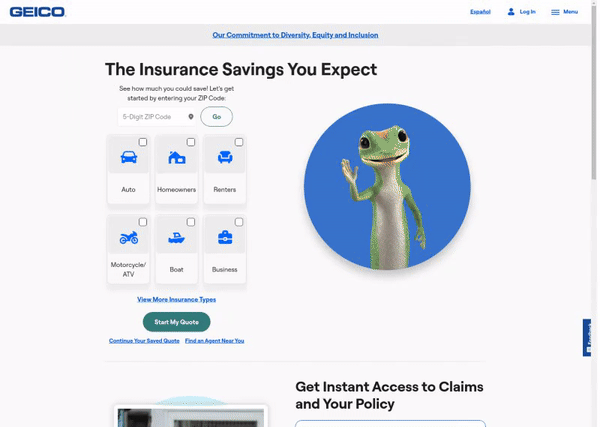 A gif of Skyvern generating an auto insurance quote on Geico's website