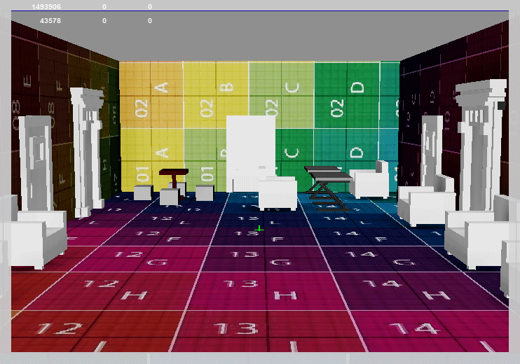 Concept art shows how the art team is solving the placement of Blockstars and their instruments in a “room.” This design prevents collisions from happening.