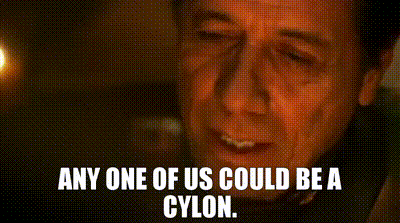 YARN | Any one of us could be a Cylon. | Battlestar Galactica (2005) -  S01E09 Adventure | Video clips by quotes | 61f2ca64 | 紗