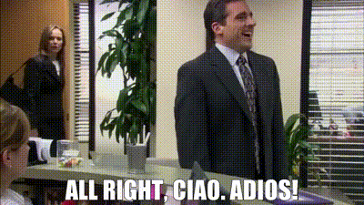 YARN | All right, ciao. Adios! | The Office (2005) - S02E07 The Client |  Video clips by quotes | 2b5231d5 | 紗