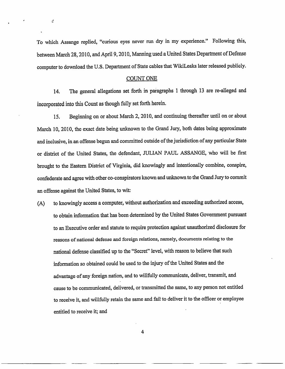 Page 4 of Assange Indictment