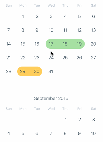 CalendarList component from wix/react-native-calendars