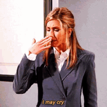 gif of Jennifer Aniston getting verklempt and captioned "I may cry"