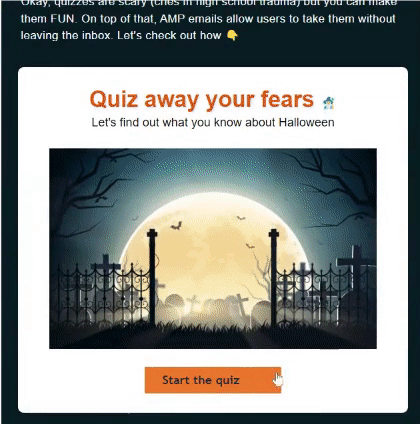 Playing quiz within email — A GIF