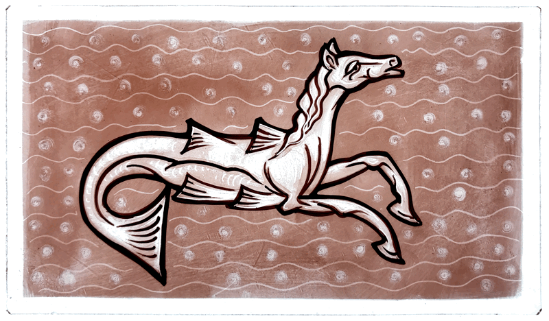 Stained glass sea-horse