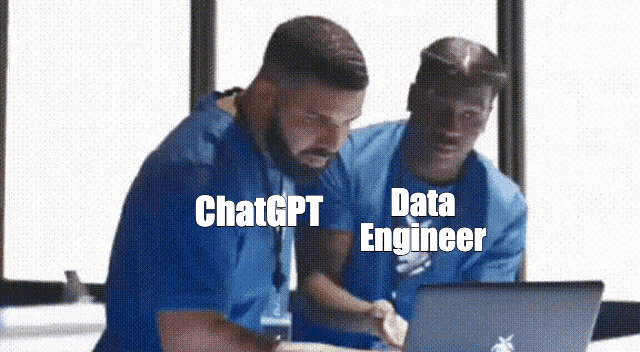 Data engineering meme; AI explains code to a data engineer