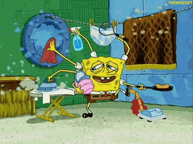 Spongebob Housework GIF - Spongebob Housework Housewife - Discover & Share  GIFs