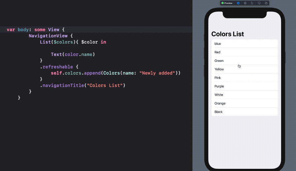 SwiftUI refreshable — pull to refresh lists