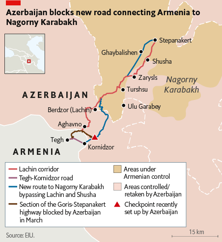 Azerbaijan sets up checkpoints on the Lachin corridor - Economist  Intelligence Unit