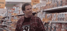 Movie gif. Will Ferrell in a grocery store hearing good news and getting over-excited. He cheers and enthusiastically begins punching cereal boxes and ends his outburst with a swift kick at low shelf in the aisle. Text, "Awesome! Yes!"