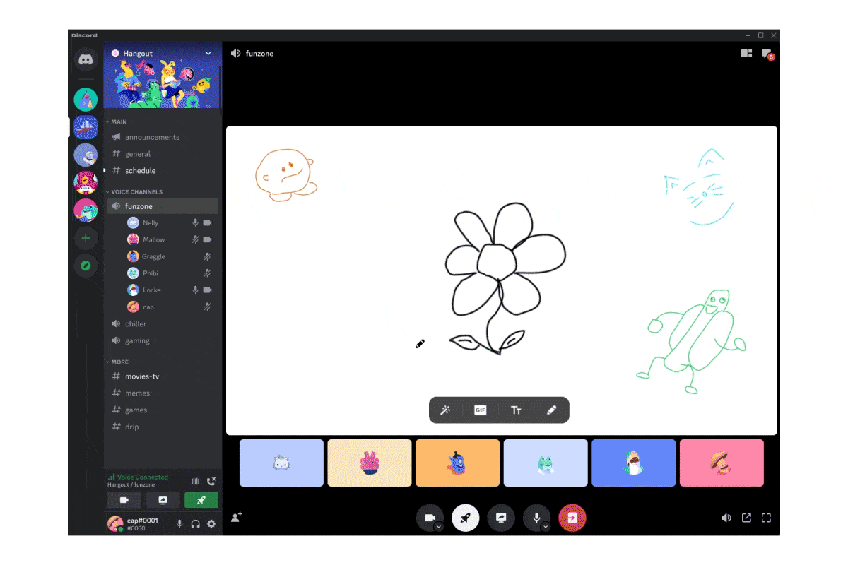 A demonstration of Whiteboard with AI Preview. A user has doodled a Sunflower and uses AI to help generate a realistic-looking sunflower in its place.