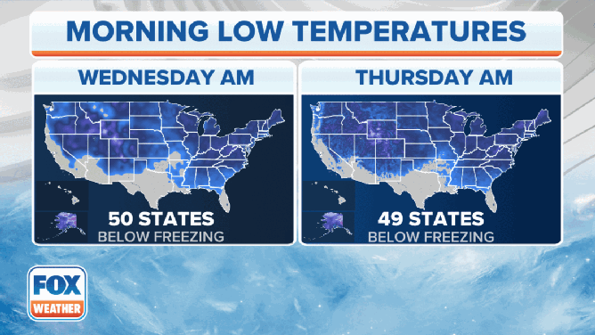 All 50 states feel the freeze Wednesday morning as temperatures plunge |  Fox Weather