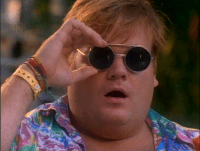 Chris Farley Flips Up Sunglasses in Shock | Gifrific