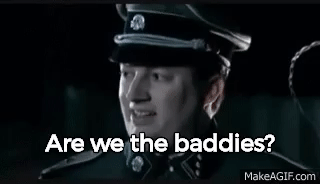 Mitchell and Webb: "Are we the baddies?" on Make a GIF