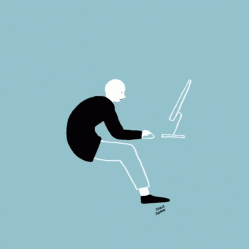 An animated illustration showing a correction in posture