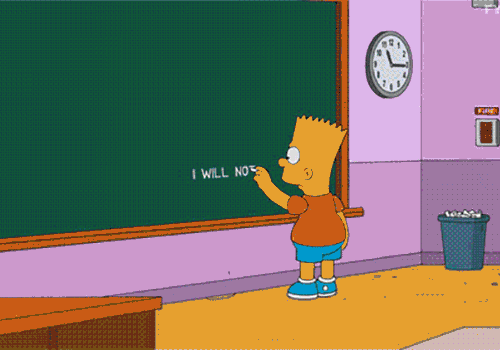 Gif di Bart Simpson che scrive su una e-board "I will not fight the future"