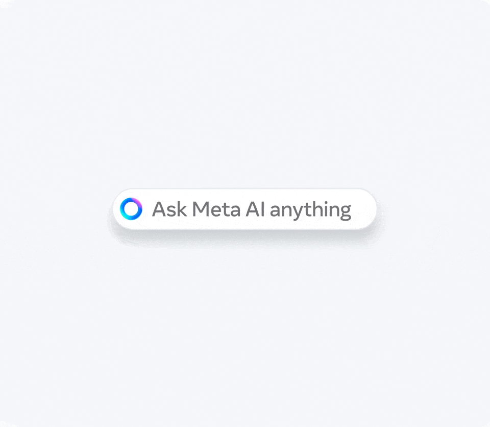 Animation showing Meta AI in search across Meta's apps
