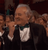[gif of Bill Murray, at the Oscars, giving a standing ovation]