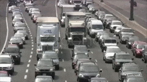 Bumper To Bumper Highway Traffic Jam. Stock Footage animated gif