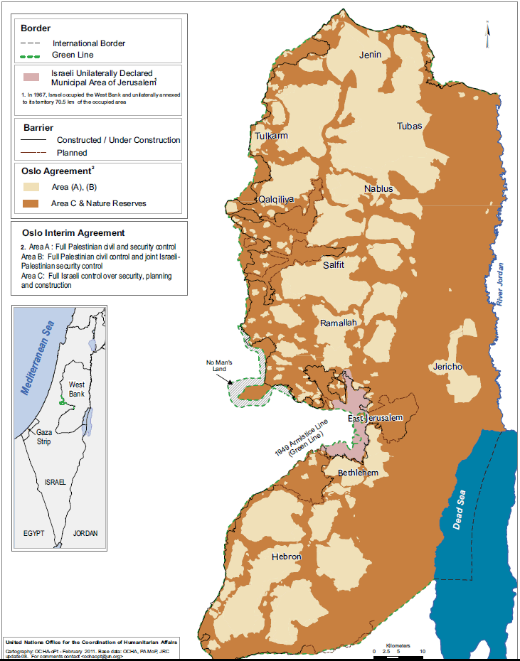 West Bank: Area C - OCHA map