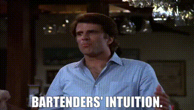 YARN | Bartenders' intuition. | Cheers (1982) - S01E01 Drama | Video clips  by quotes | 6bf6c389 | 紗