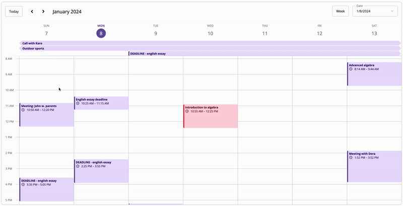 Schedule-X calendar demo