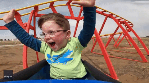 Toddler Enjoys First Ride on Rollercoaster - GIPHY Clips