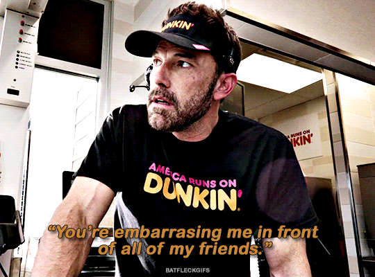 BATFLECKGIFS — BEN AFFLECK and JENNIFER LOPEZ Dunkin Donut's...