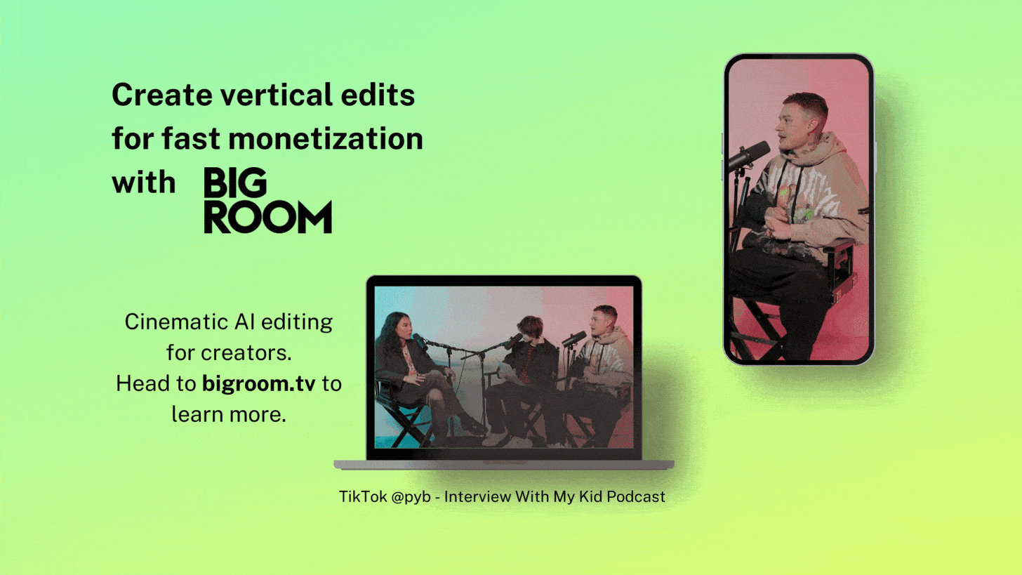 Big Room is a video AI editing tool that automatically converts landscape video to vertical