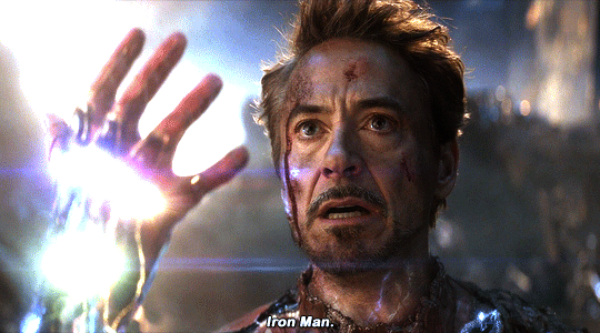 Tony Stark saying “I am Iron Man” to Thanos