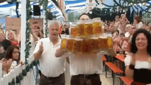 27 Mugs Of Beer! GIF - German HappyHour - Discover & Share GIFs | Beer, Brewing company, National drink beer day