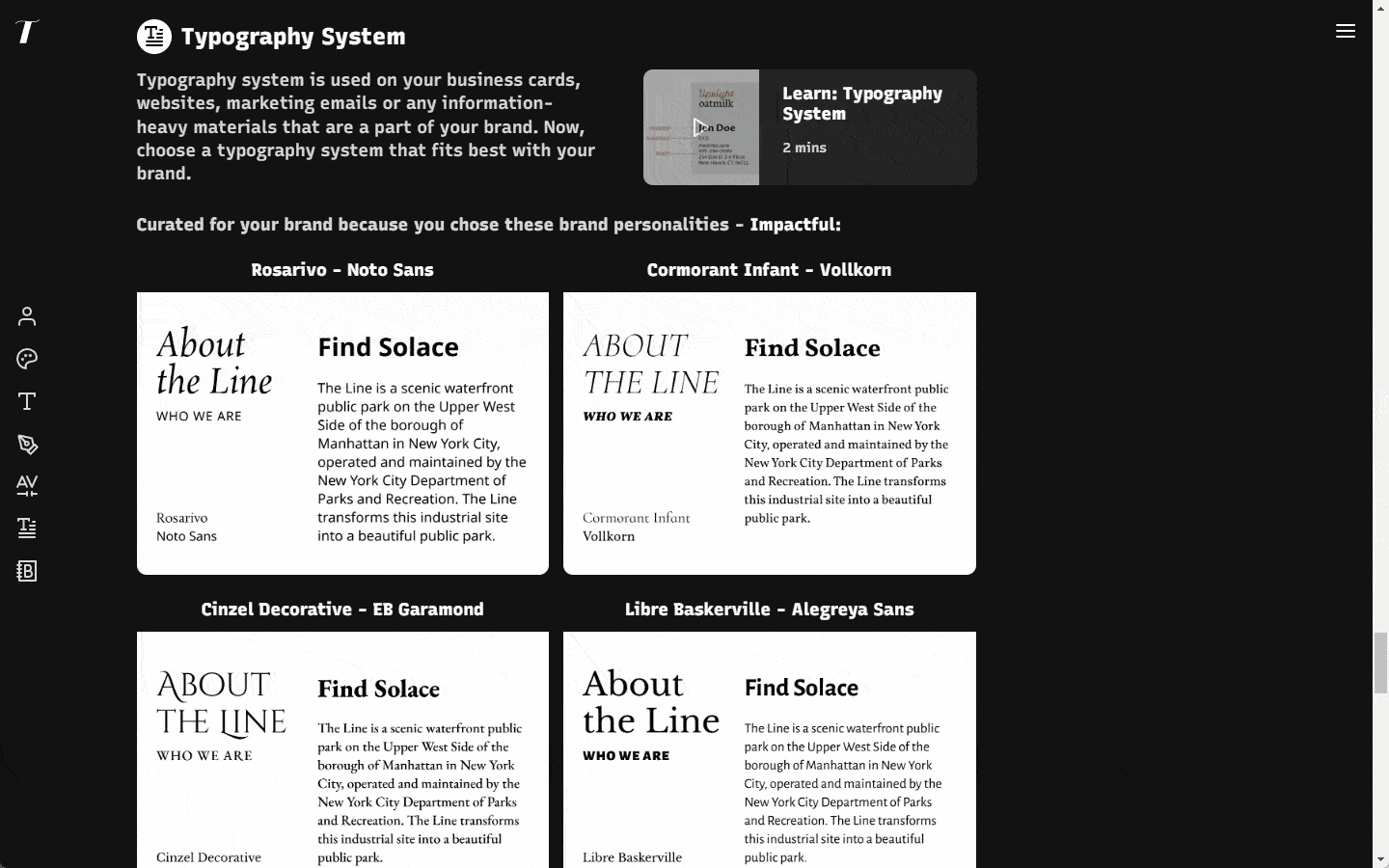 Select typography systems and publish guidelines